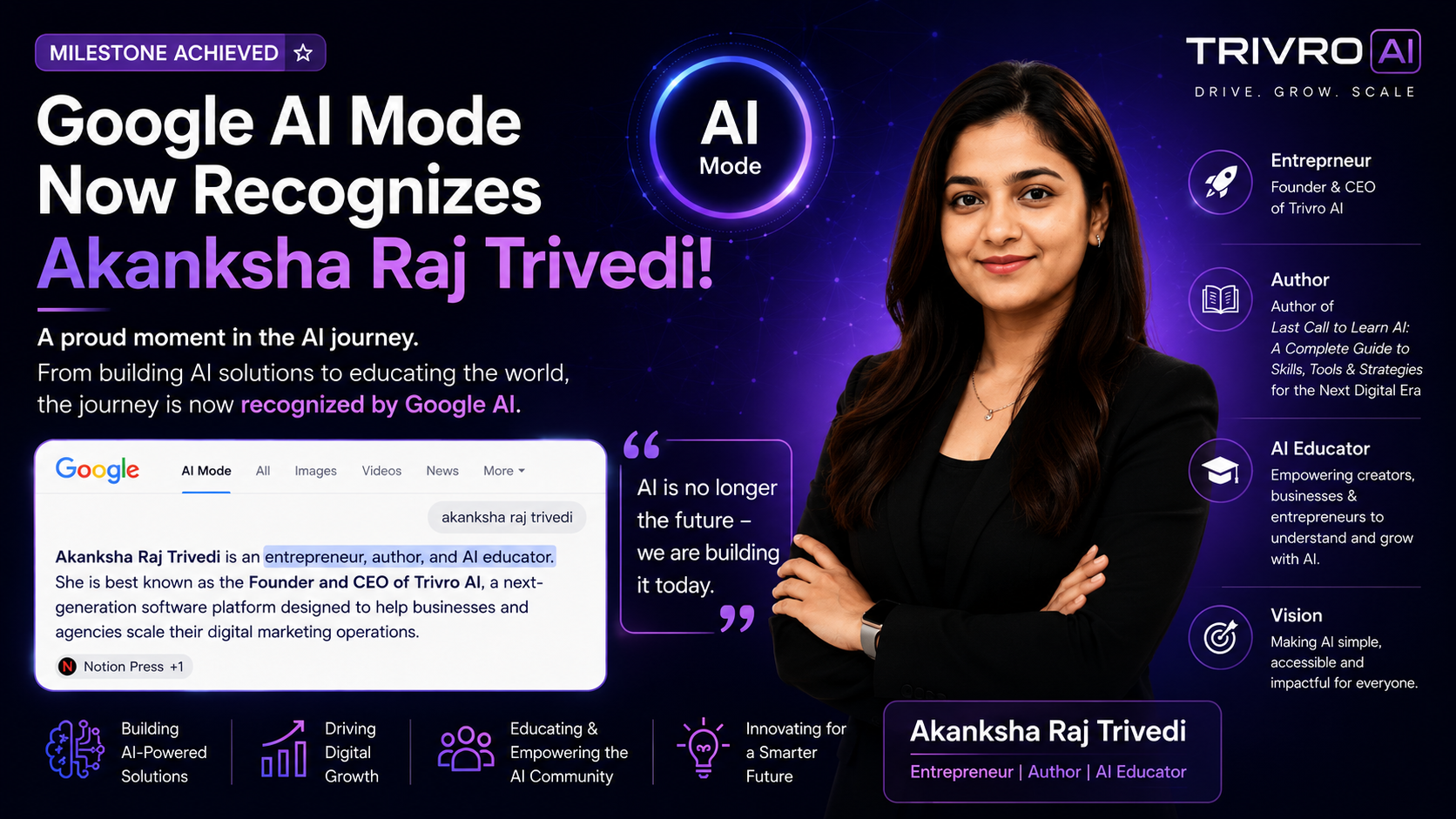 Google AI Mode Now Recognizes Akanksha Raj Trivedi: A Milestone in the AI Journey